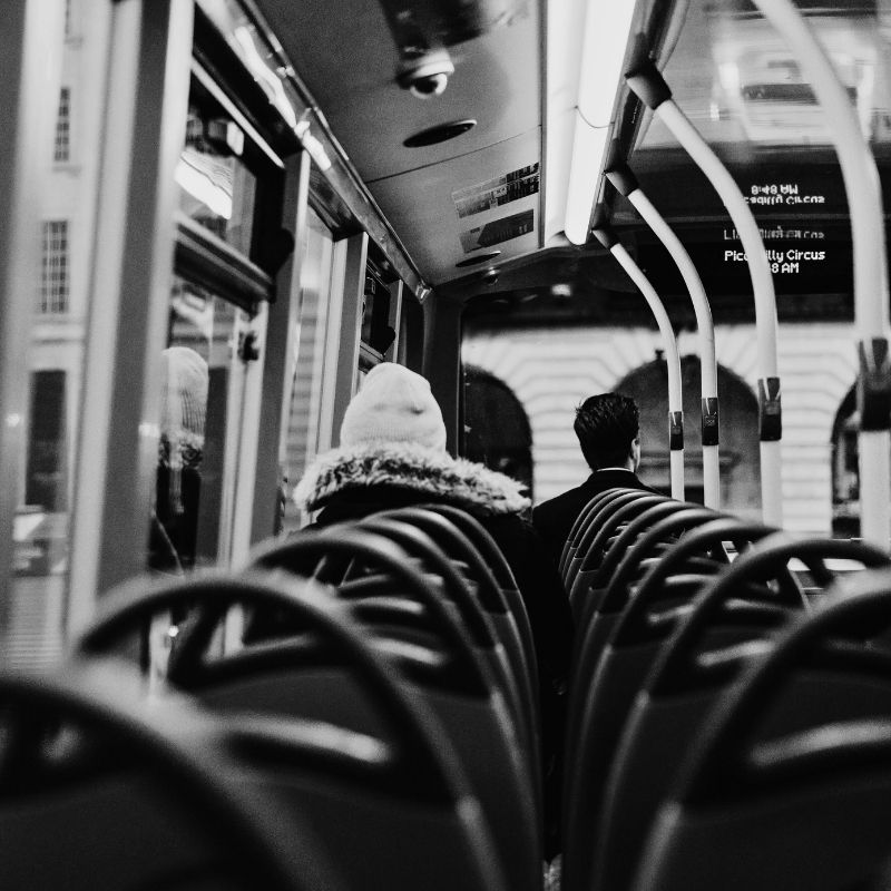 Empty seats on a public city bus
